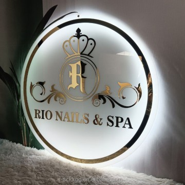 Customized LED Acrylic Gold Mirror Interior Logo Sign